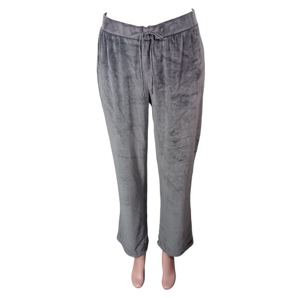 Cynthia Rowley Womens Super Soft Velvet Drawstring Gray Pajama Pant Size Large - Picture 1 of 11